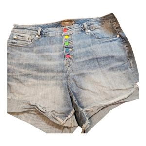 Torrid Womens Button Fly Rainbow Jean Shorts Sz.18 Pre-owned